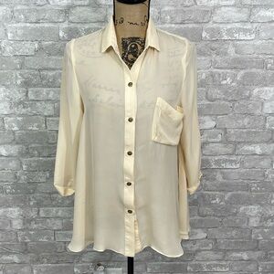 MYNE Cream Silk Sheer Blouse